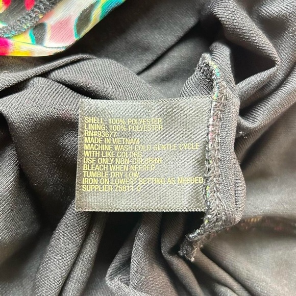 Worthington Multicolor Abstract Butterfly Flutter Sleeve Blouse M - Picture 6 of 8